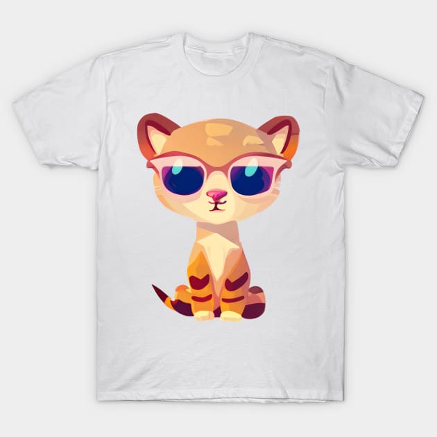 Cute Baby Cheetah with Sunglasses T-Shirt by CBV